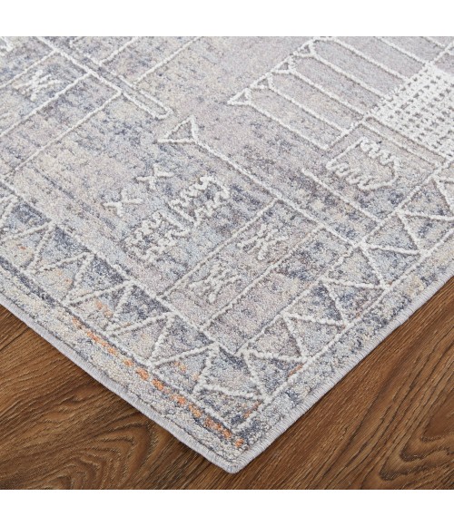 Feizy Francisco Casual Geometric, Gray/Ivory/Orange, 2'-10" x 8' Runner