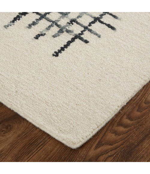 Feizy Maddox Modern Tufted Architectural Area Rug, Ivory/Graphite Gray, 8ft x 10ft