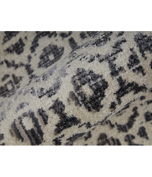 Kano Area Rug Feizy Kano Bohemian & Eclectic Distressed, Ivory/Taupe/Gray, 8'-9" x 8'-9" Round Rug