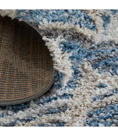 Feizy Mynka Bohemian & Eclectic Diamond, Blue/Ivory, 2'-6" x 8' Runner