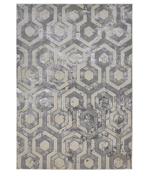 Feizy Micah Luxury & Glam Distressed, Gray/Taupe/Silver, 3'-11" x 6' Accent Rug