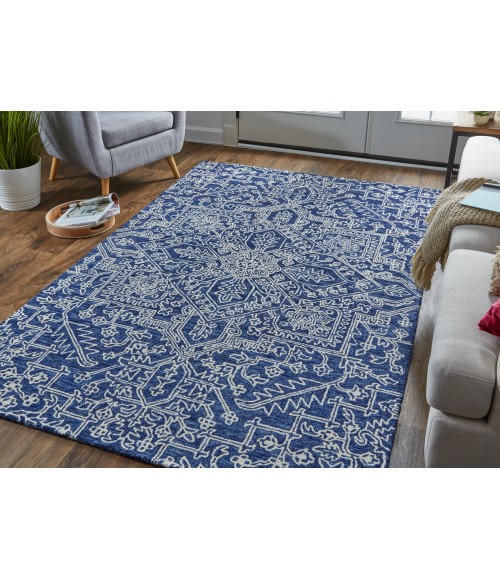 Feizy Belfort Vintage Medallion, Blue/Ivory, 10' x 14' Area Rug