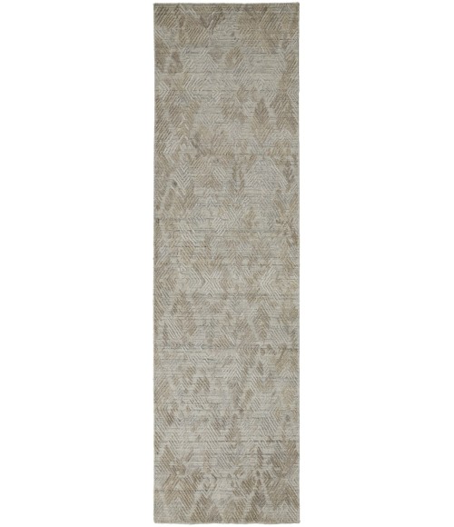 Elias Area Rug Feizy Elias Abstract Chevron Runner, Oyster Gray/Taos Taupe, 2ft - 9in x 10ft