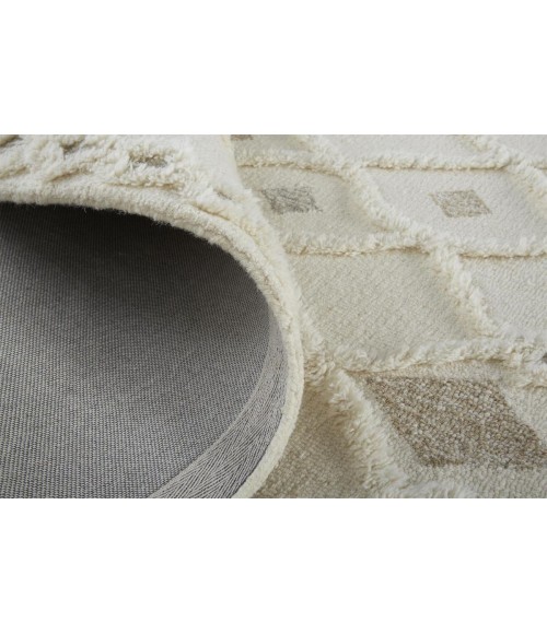 Anica Area Rug Feizy Anica Moroccan Wool Rug w/Ornamental Diamonds, Ivory/Tan, 4ft x 6ft Accent Rug