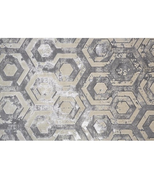 Feizy Micah Luxury & Glam Distressed, Gray/Taupe/Silver, 3'-11" x 6' Accent Rug