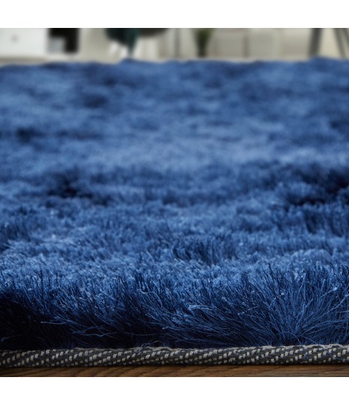 Feizy Indochine Luxury & Glam Solid, Blue/Black, 8' x 8' Round Rug
