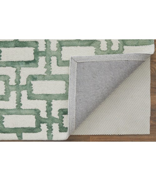 Feizy Lorrain Bohemian & Eclectic Geometric, Ivory/Green, 10' x 10' Round Rug
