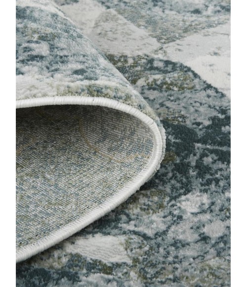 Feizy Atwell Contemporary Distressed Accent Rug, Tiled, Iceberg Green, 3ft x 5ft