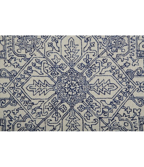 Feizy Belfort Vintage Medallion, Ivory/Blue, 10' x 14' Area Rug