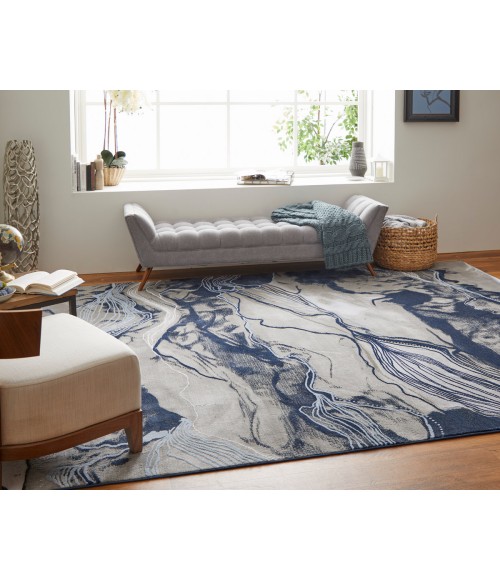 Gaspar Area Rug Feizy Gaspar Industrial Abstract, Blue/Gray/Ivory, 5'-2" x 7'-2" Area Rug