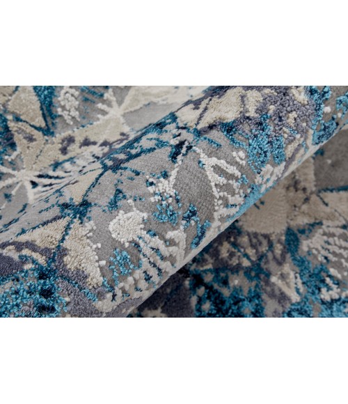 Feizy Indio Bohemian & Eclectic Diamond, Blue/Ivory/Gray, 2'-10" x 7'-10" Runner