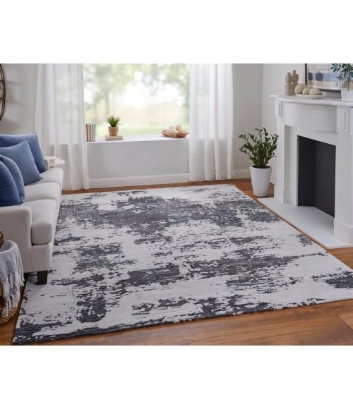 Feizy Zarah Bohemian & Eclectic Abstract, Ivory/Gray/Blue, 3'-6" x 5'-6" Accent Rug