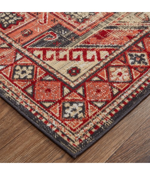 Nolan Area Rug Feizy Nolan Vinatge Style Tribal Kazak Rug, Ochre Red/Charcaol Gray, 12ft-10in x 15ft