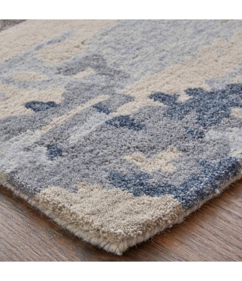 Feizy Everley Abstract Tufted Wool Rug, Ivory Sand/Ice Blue, 9' x 12' Area Rug