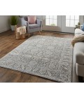 Thackery Area Rug Feizy Thackery Transitional Oriental Rug, Charcoal/Bone White, 5ft-6in x 5ft-6in Round