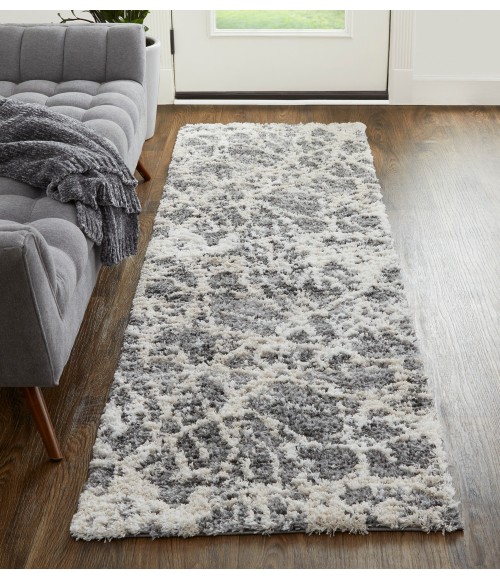 Feizy Mynka Casual Abstract, Gray/Ivory, 2'-6" x 8' Runner