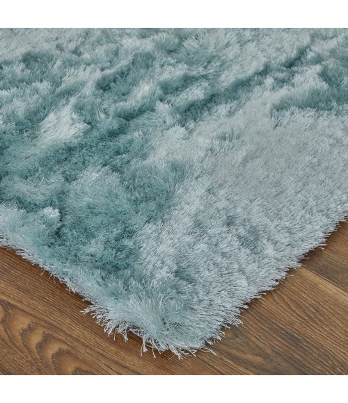 Feizy Indochine Luxury & Glam Solid, Blue/Silver, 8' x 8' Round Rug