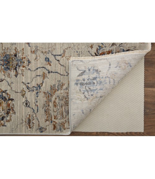 Kaia Area Rug Feizy Kaia Casual Floral & Botanical, Ivory/Orange/Blue, 2'-6" x 10' Runner