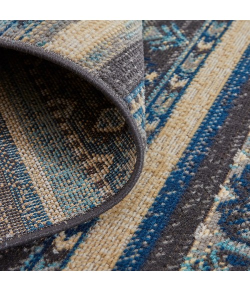 Feizy Nolan Vinatge Style Tribal Kazak Rug, River Blue/Charcoal Gray, 12ft-10in x 15ft