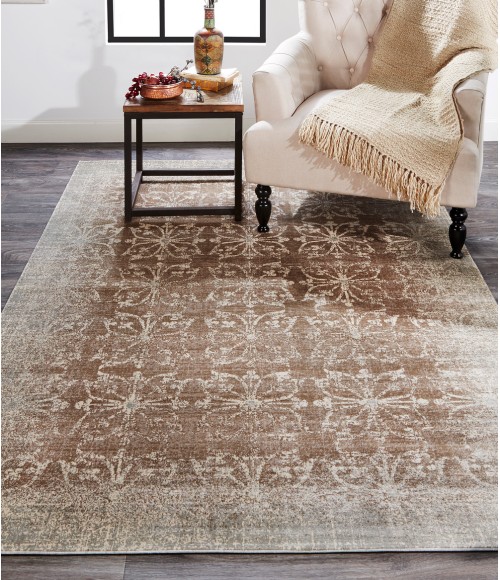 Feizy Fiona Bohemian & Eclectic Geometric, Brown/Ivory/Gray, 9'-2" x 12'-2" Area Rug