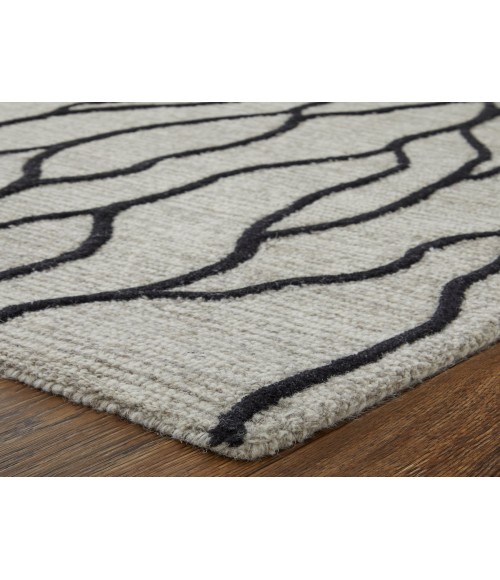 Feizy Enzo Casual Abstract, Ivory/Black/Taupe, 9'-6" x 13'-6" Area Rug