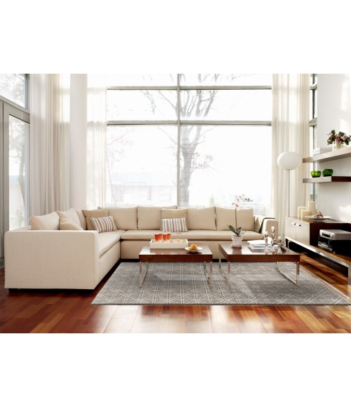 Feizy Manoa Mid-Century Modern Geometric, Taupe/Ivory/Tan, 9'-6" x 13'-6" Area Rug