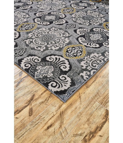 Feizy Bleecker Bohemian & Eclectic Damask, Ivory/Gray/Yellow, 10' x 13'-2" Area Rug