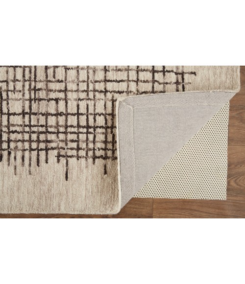 Feizy Maddox Modern Tufted Architectural Rug, Light Taupe/Chocolate Brown, 5ft x 8ft