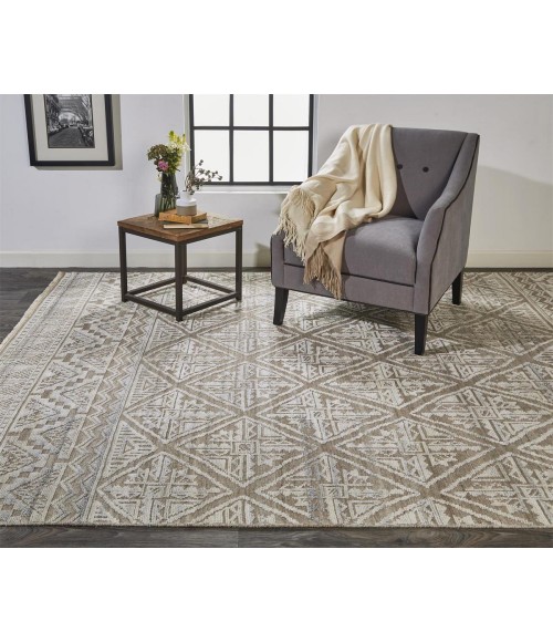 Payton Area Rug Feizy Payton Farmhouse Diamond, Ivory/Tan/Gray, 9'-6" x 13'-6" Area Rug