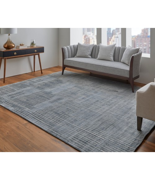 Feizy Eastfield Casual Abstract, Blue/Ivory/Gray, 9' x 12' Area Rug