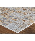 Laina Area Rug Feizy Laina Mid-Century Modern Geometric, Tan/Ivory/Blue, 3' x 10' Runner