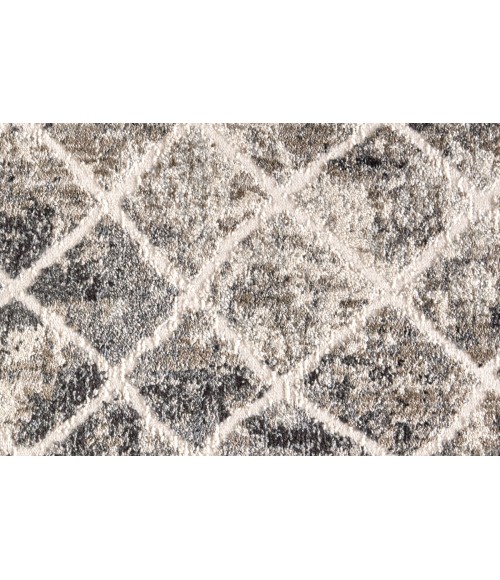 Kano Area Rug Feizy Kano Casual Diamond, Ivory/Gray/Taupe, 8'-9" x 8'-9" Round Rug