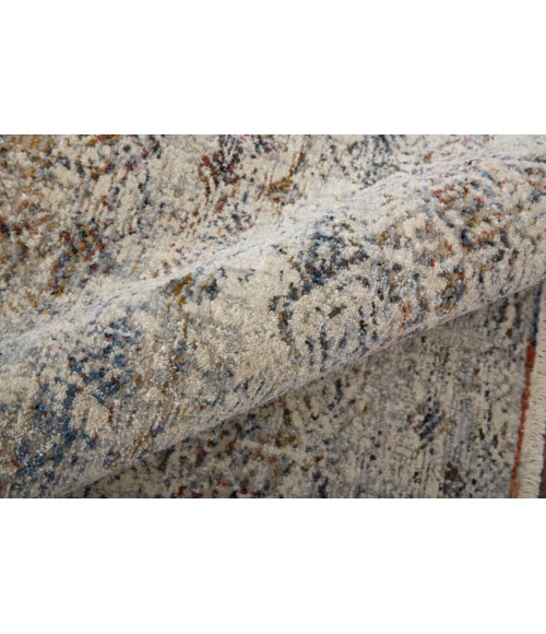 Kaia Area Rug Feizy Kaia Rustic Distressed, Tan/Ivory/Blue, 2'-6" x 10' Runner