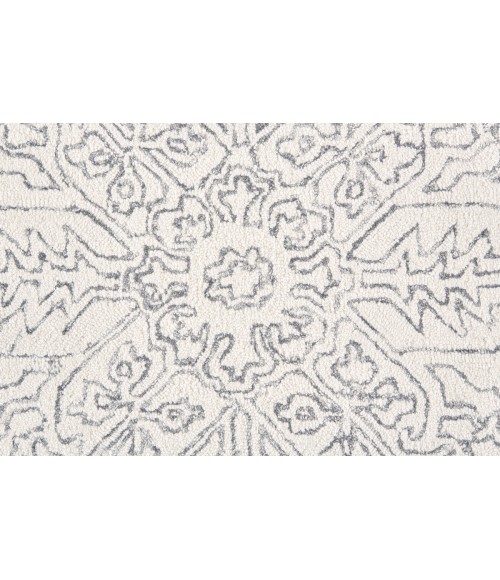 Feizy Belfort Vintage Medallion, White/Gray, 10' x 14' Area Rug