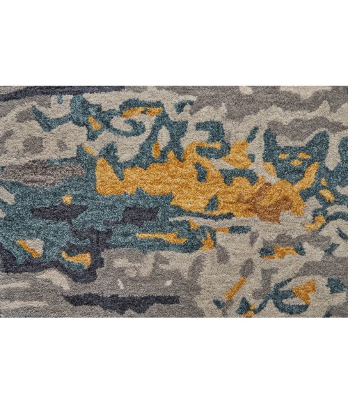 Feizy Everley Abstract Tufted Wool Rug, Light Gray/Golden Yellow, 9' x 12' Area Rug