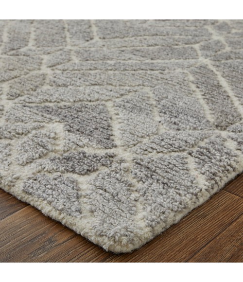 Asher Area Rug Feizy Asher Industrial Geometric, Taupe/Gray/Ivory, 9' x 12' Area Rug