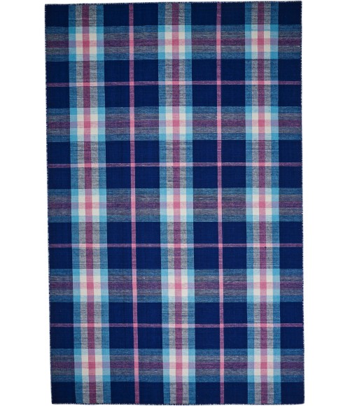Feizy Crosby Eco-Friendly PET Dhurrie, Bright Blue/Peony Pink, 8ft x 10ft Area Rug