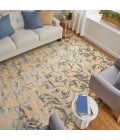 Feizy Saphir Zam Casual Floral & Botanical, Tan/Gray, 7'-6" x 10'-6" Area Rug