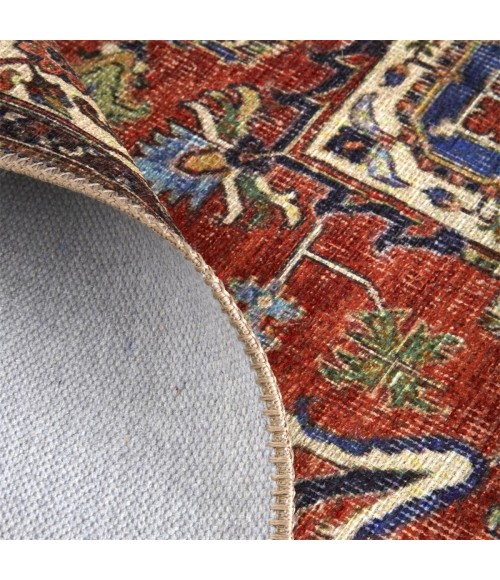 Percy Area Rug Feizy Percy Vintage Medallion Rug, Rust/Nav Blue/Beige, 4ft x 6ft Accent Rug