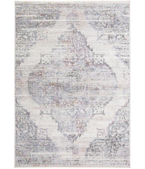 Cecily Area Rug Feizy Cecily Luxury & Glam Medallion, Ivory/Gray/Pink, 8' x 8' Square Square Rug