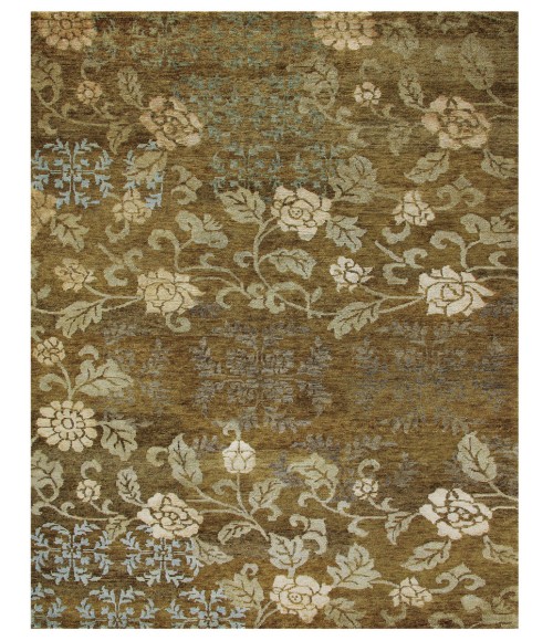 Feizy Qing Casual Floral & Botanical, Brown/Green/Blue, 9'-6" x 13'-6" Area Rug