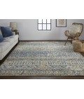 Feizy Palomar Luxe Hand-Knot Abstract Area Rug, Denim Blue/Beige, 5x6in x 8x6in