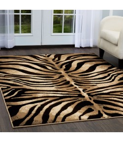 Home Dynamix Tribeca Fawn Black-Ivory Area Rug 5 ft. 2 Round