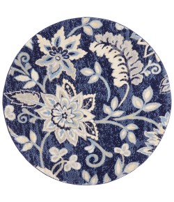 Home Dynamix Tremont Teaneck Navy Blue Area Rug 5 ft. 2 in. Round