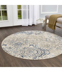 Home Dynamix Melrose Audrey Ivory Blue Area Rug 5 ft. 2 in. Round