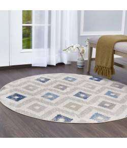 Home Dynamix Melrose Maritza Ivory Blue Area Rug 5 ft. 2 in. Round