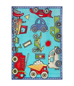Home Dynamix Playground Cars and Trucks Blue Area Rug 6 ft. 6 in. X 9 ft. 10 in. Rectangle