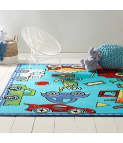 Home Dynamix Playground Cars and Trucks Blue Area Rug 1 ft. 1 in. X 2 ft. 11 in. Rectangle