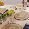 Homespice Decor Jute Braided Accessories Azalea Multi 240053PS 13 in. X 19 in. Set of 4 Oval Rug