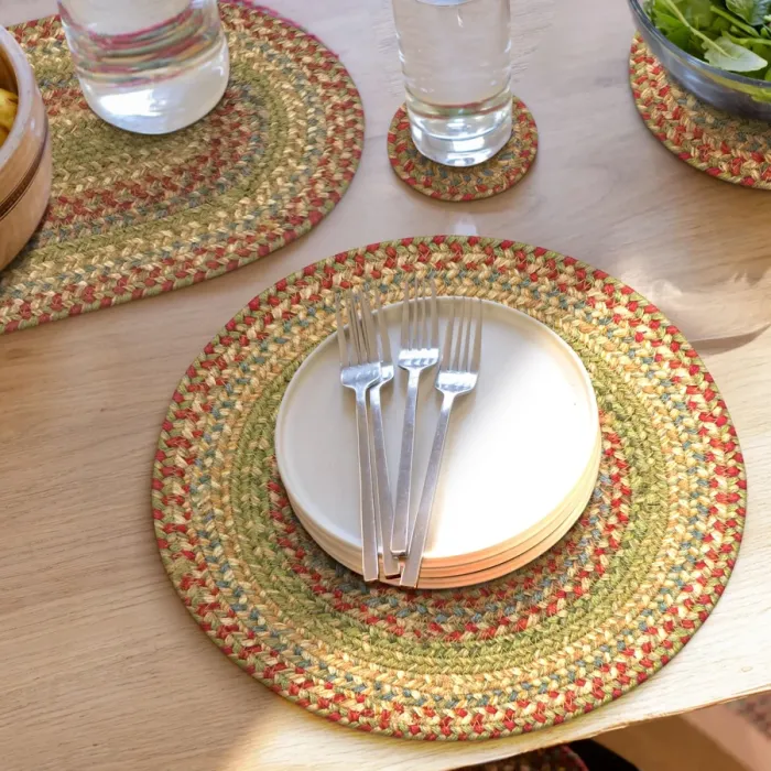 Homespice Decor Jute Braided Accessories Azalea Multi 240039PS 15 in. Set of 2 Round Rug